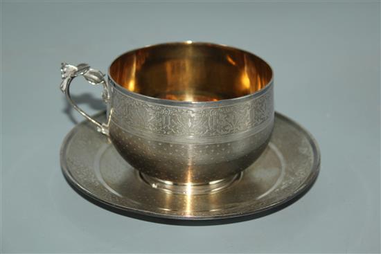 French silver cup and saucer